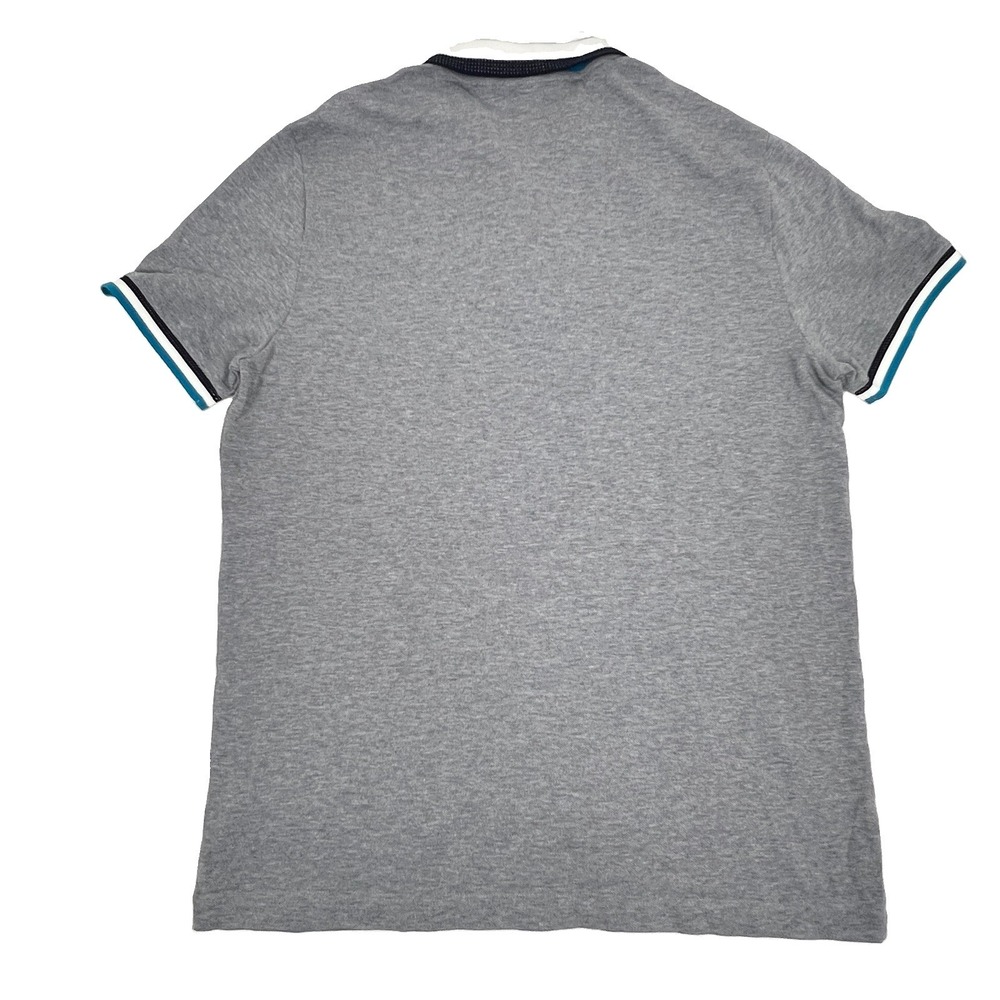 Lacoste Matte Piping Slim Fit Petit Pique Polo Shirt Grey/Blue 7/XXL - Picture 7 of 11
